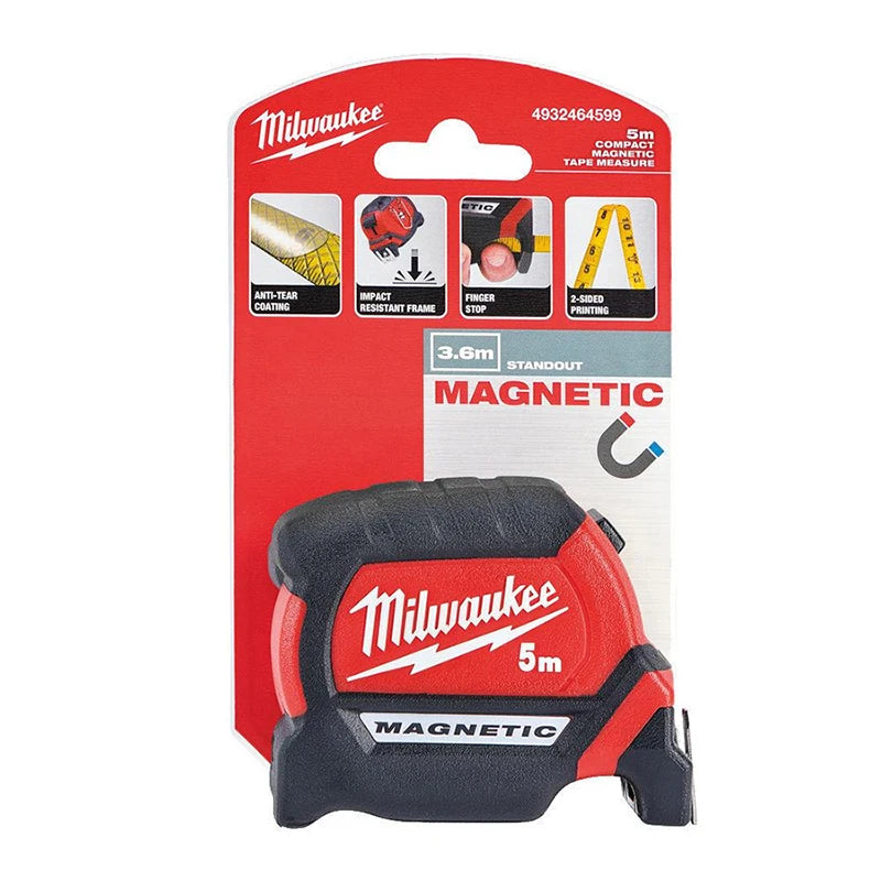 Milwaukee 4932464599 Mètre Ruban Magnétique 5m Haute Précision Clair Qualité Industrielle Outils à Main Accessoire